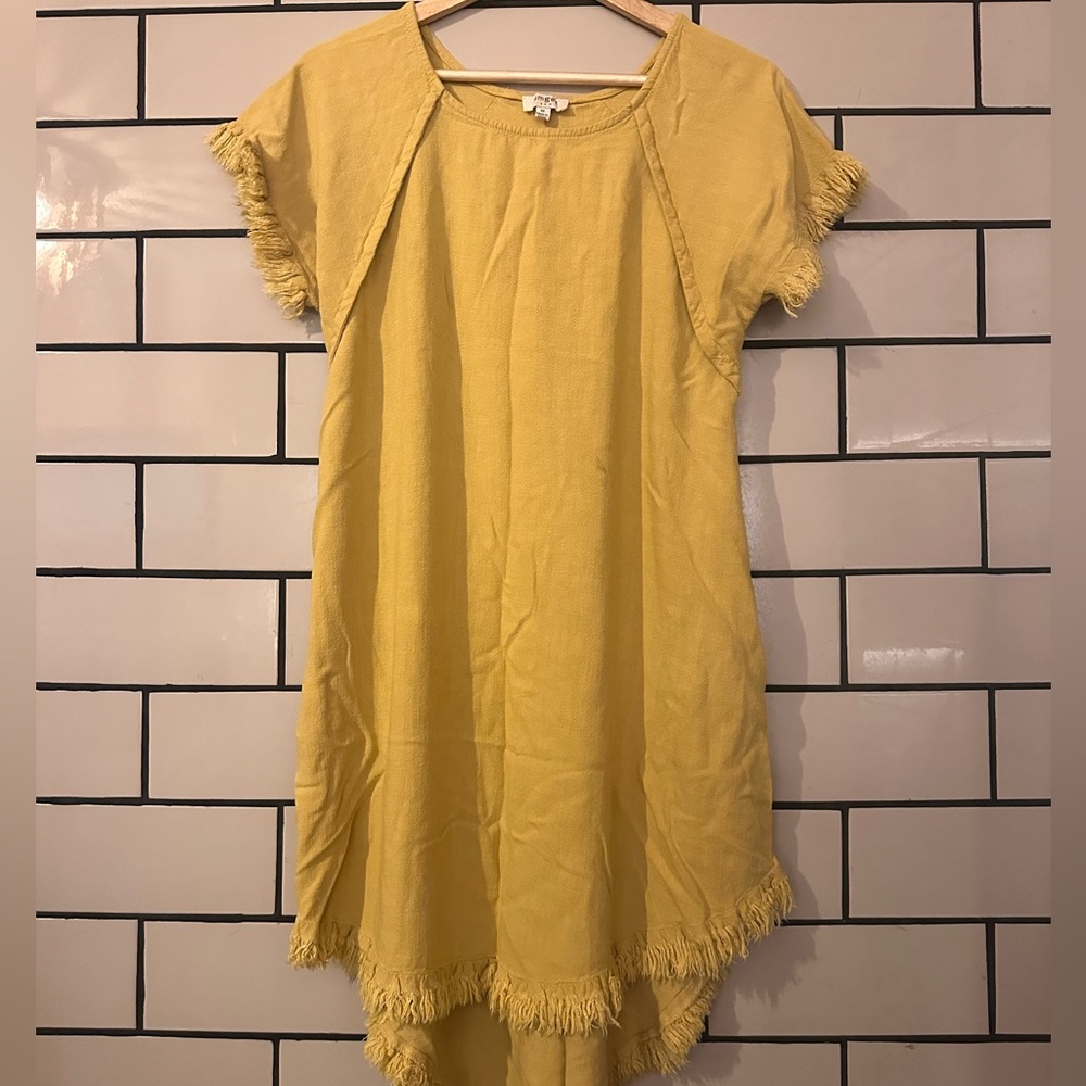 UMGEE MUSTARD YELLOW FRINGE MIDI DRESS